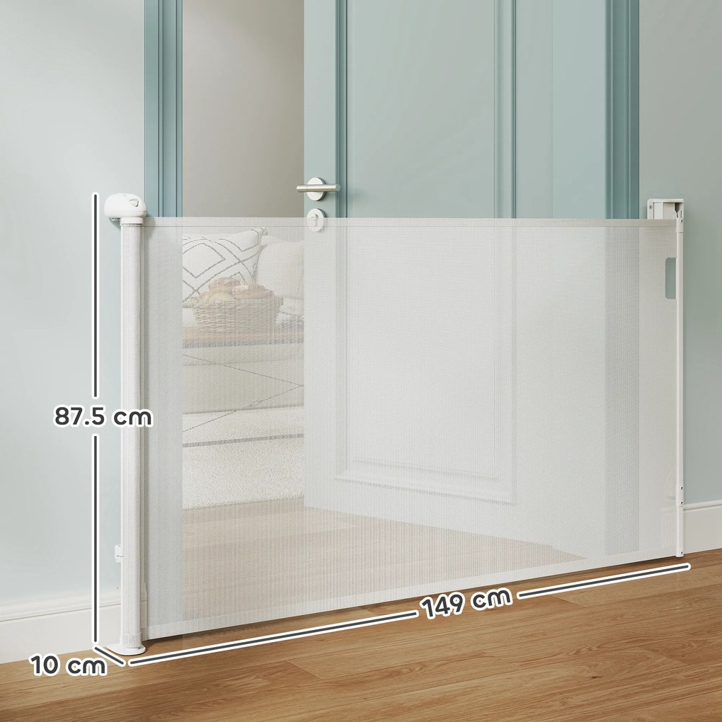 PawHut Gard Extensibil pentru Câini 0-144cm cu Blocare Automată, Alb | Aosom Romania