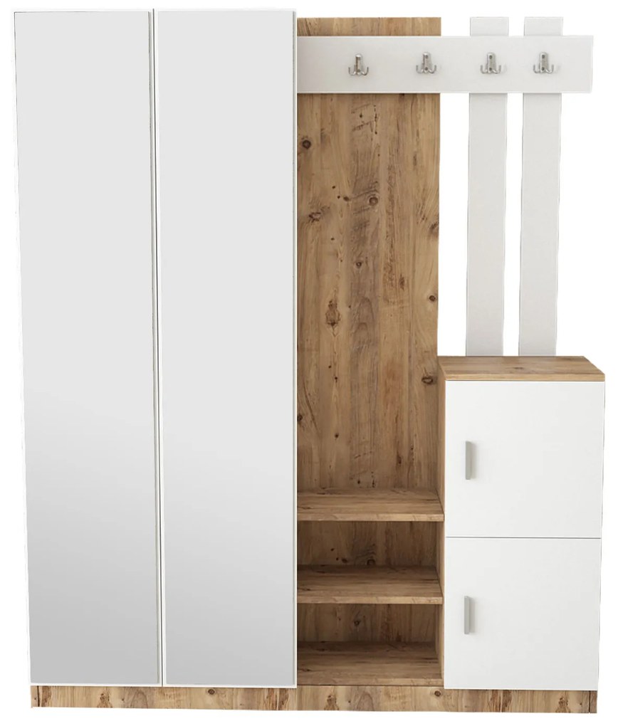 Set mobilier pentru hol Dustin 8 (Pin atlantic + Alb). 1072588
