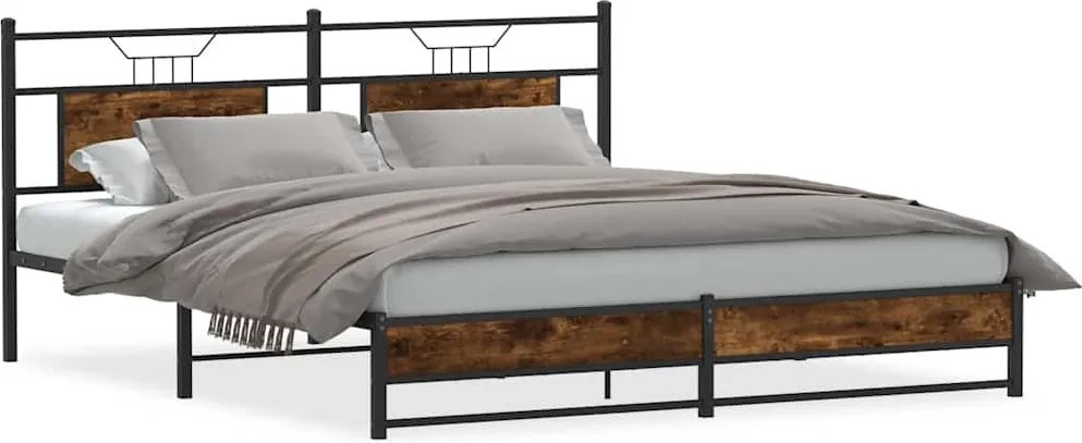 vidaXL Cadru de pat fără saltea Stejar afumat 160x200cm Lemn prelucrat