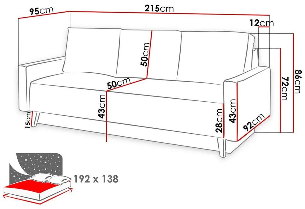 Canapea extensibilă Providence D101Cutie de pat, 86x215x95cm, 104 kg, Picioare: Plastic