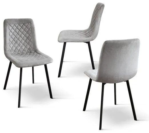 PAZZO DESIGN Set de 4 scaune Arianna din catifea gri și picioare metalice | Aosom Romania