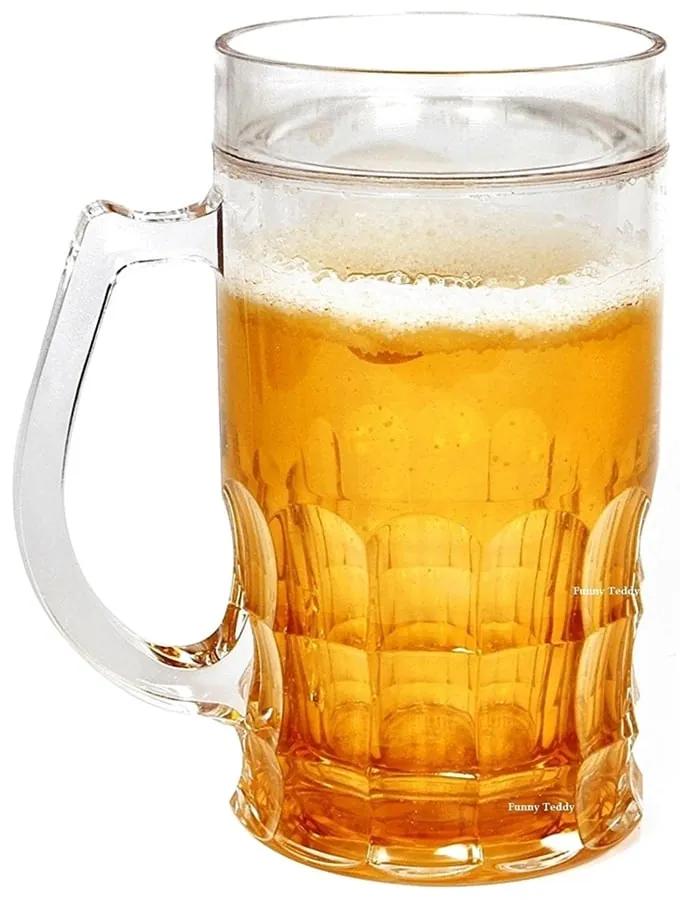 Halba de bere Fake Beer Mug 400ml, Perete dublu