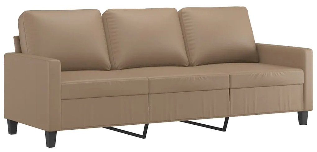 359146 vidaXL Canapea cu 3 locuri, cappuccino, 180 cm, piele ecologică