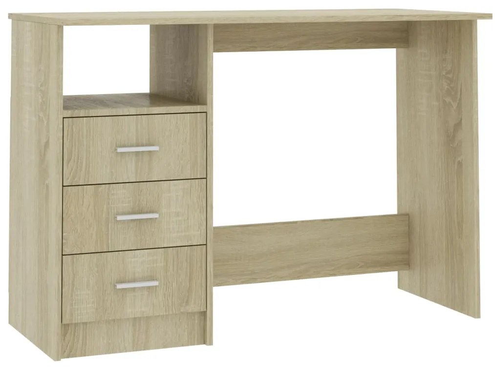800561 vidaXL Birou cu sertare, stejar Sonoma, 110 x 50 x 76 cm, PAL