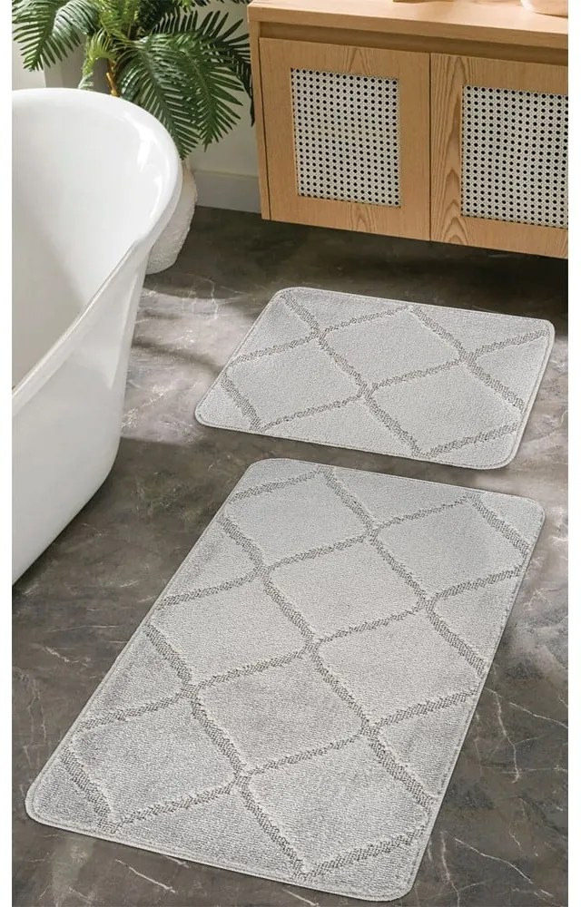 Covorașe de baie gri-deschis 2 buc. 50x80 cm Cizgili – Foutastic