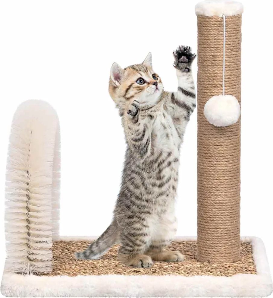 vidaXL Ansamblu pisici, perie arcuită de îngrijire & stâlp de zgâriat