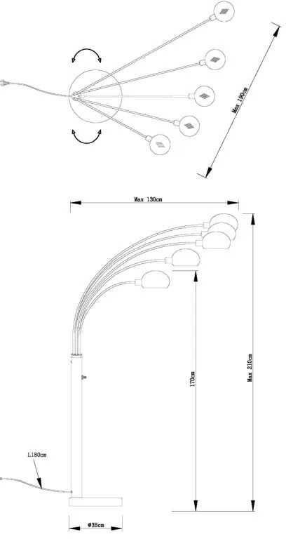 Lampadar, lampa de podea design modern Seymour negru