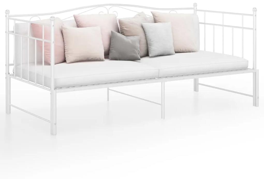324783 vidaXL Cadru pat canapea extensibilă, alb, 90x200 cm, metal