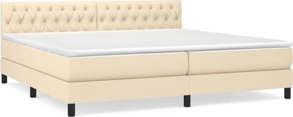 vidaXL Pat box spring cu saltea, crem, 200x200 cm, textil
