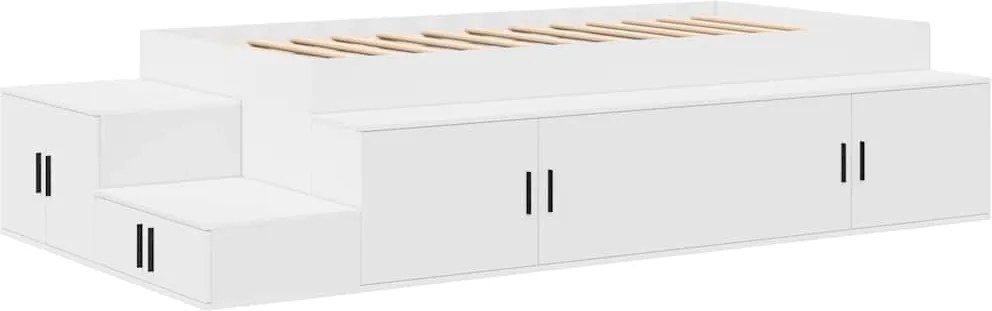 vidaXL Cadru de pat cu depozitare Alb 80 cm Lemn compozit