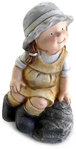 Decoratiune gradina, ceramica, fata pe piatra, 29x21x42 cm