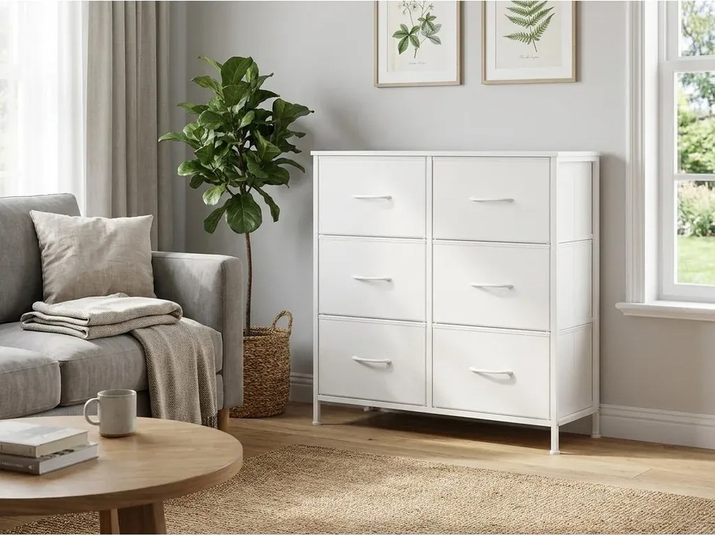 Comoda cu sertare textile VELMIO 77 x 74 cm, alba