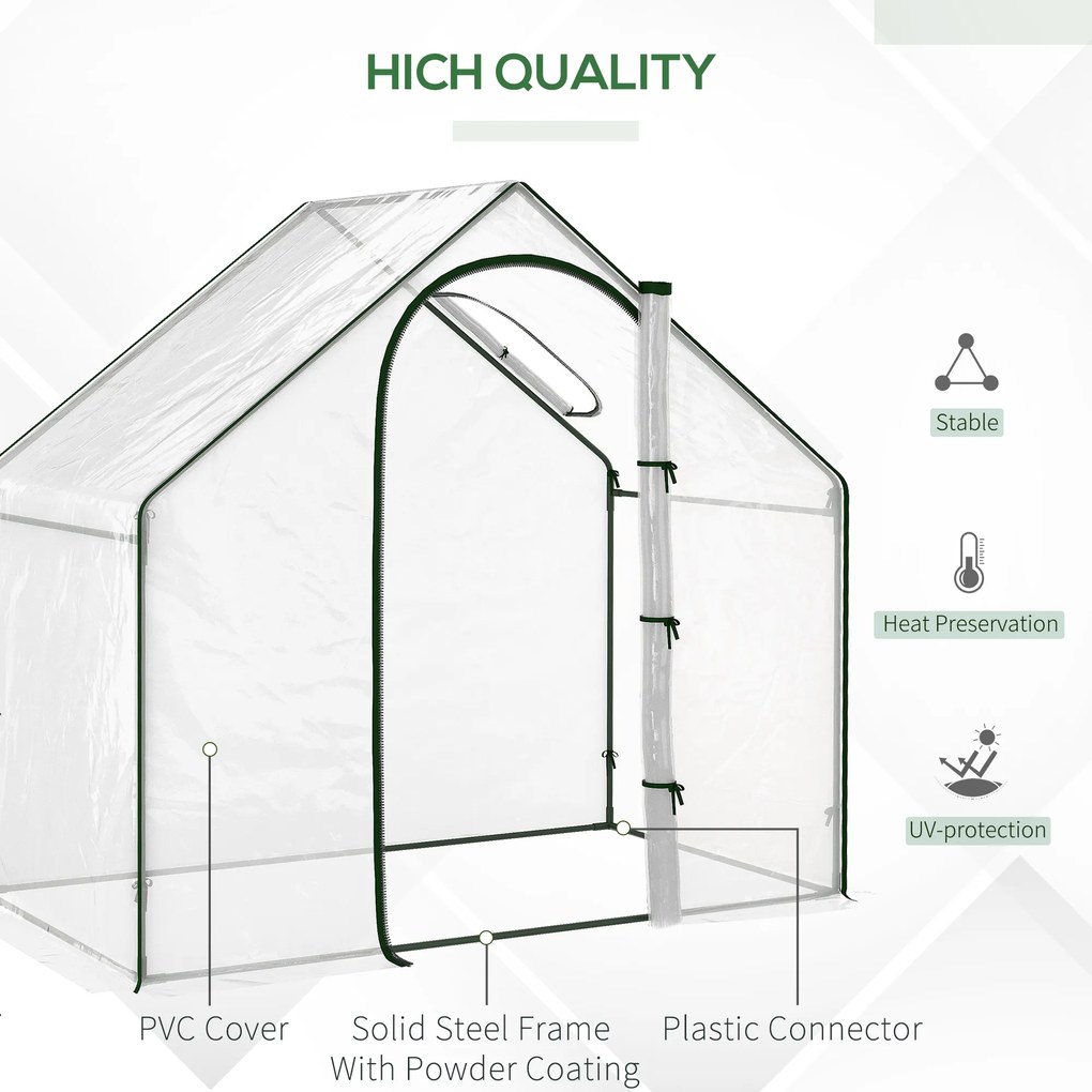 Outsunny sera de gradina, sera din PVC transparent sera pentru plante, legume, fructe 180x105x165 cm | AOSOM RO