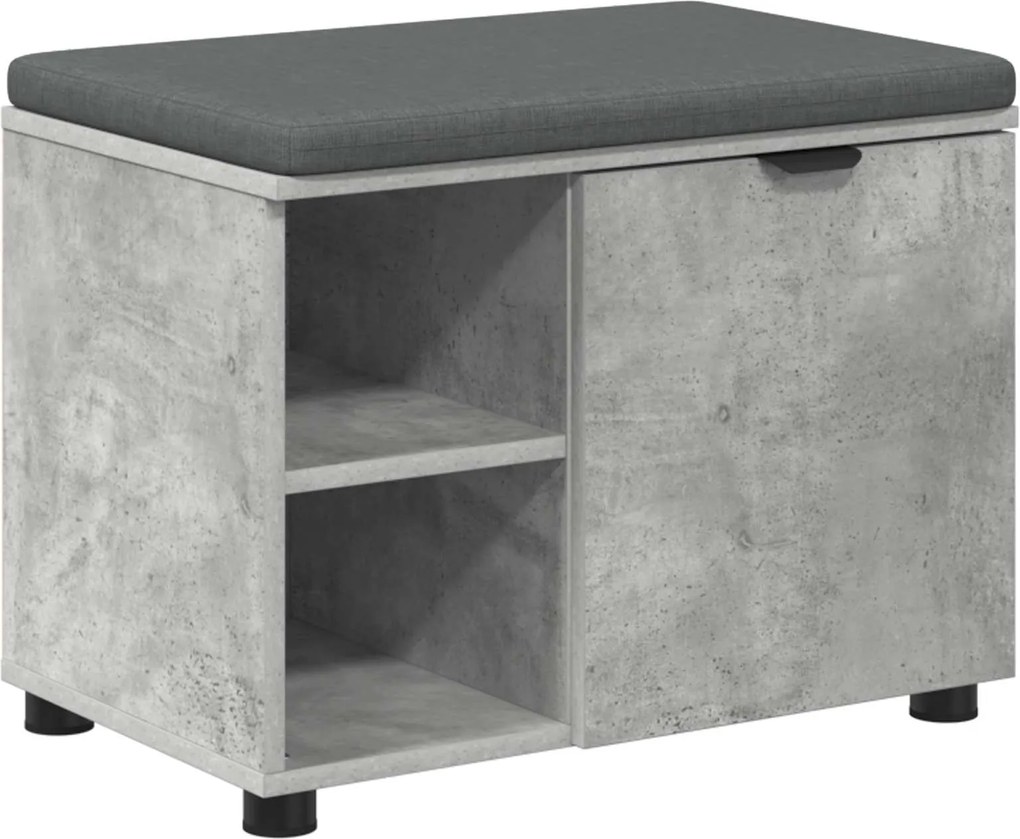 vidaXL Bancă pentru hol cu pernă cu raft Gri Beton 60 x 38 x 46 cm