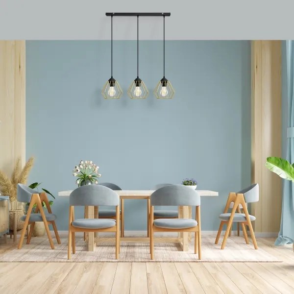 Lustră pe cablu AGAT 3xE27/15W/230V auriu/negru