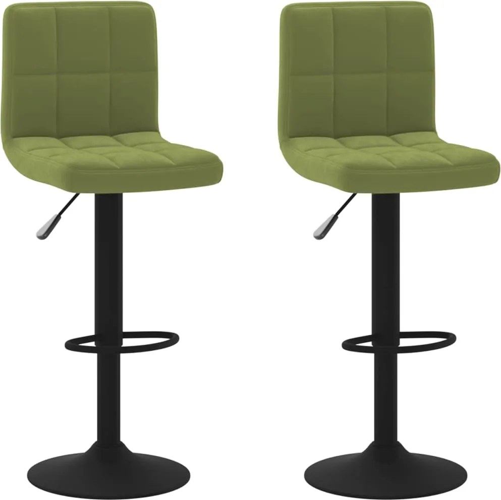 vidaXL Scaune de bar, 2 buc., verde deschis, catifea