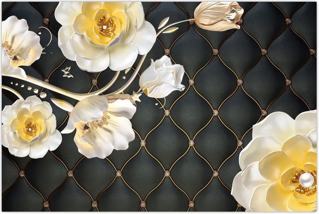 Tablou - Imagine cu flori de trandafir alb (90x60 cm)