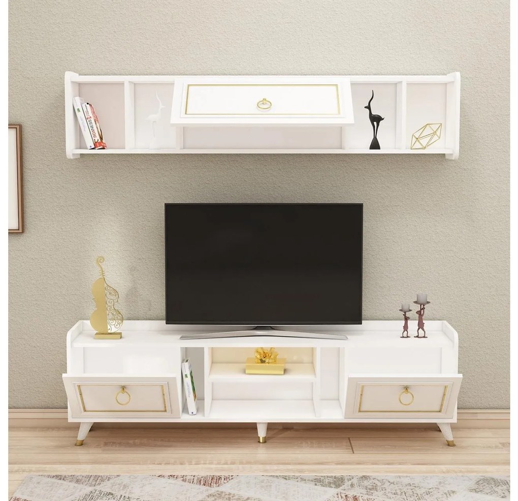 Mobilier living Naleta 2 (alb + auriu) . 1095674