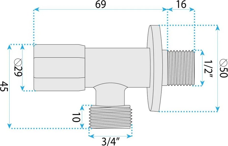 Robinet coltar 02 1 2   x 3 4   auriu periat