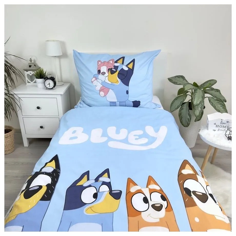 Lenjerie de pat pentru copii din bumbac pentru pat de o persoană 140x200 cm Bluey – Jerry Fabrics