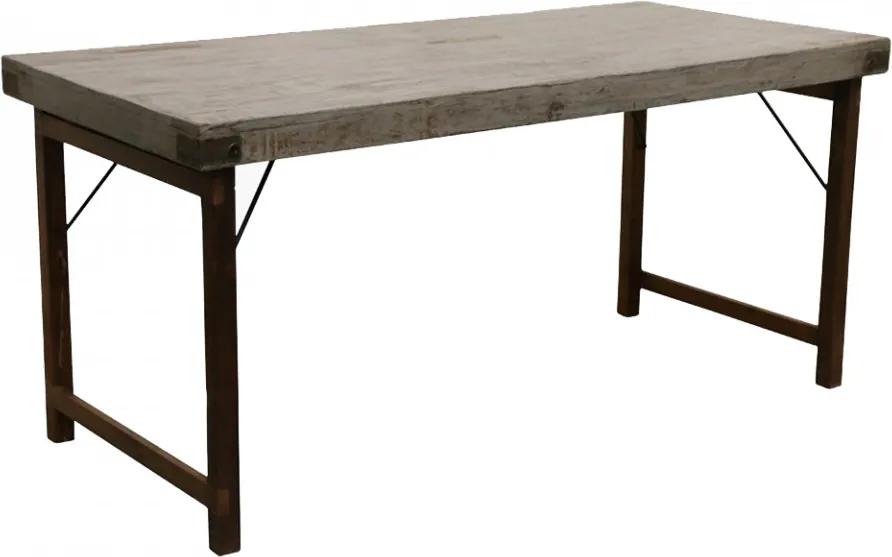 Masa dining neagra/gri din lemn si metal 70x160 cm Fontaimne Raw Materials