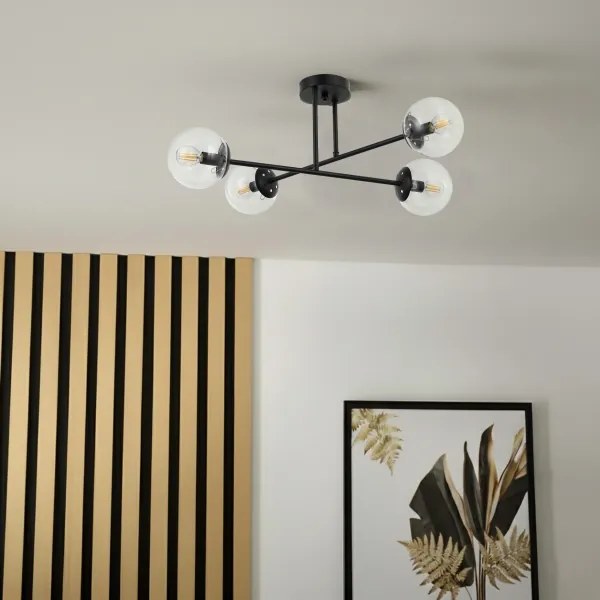 Brilagi - Lustru aplicat MALIVA 4xE14/15W/230V negru/transparent