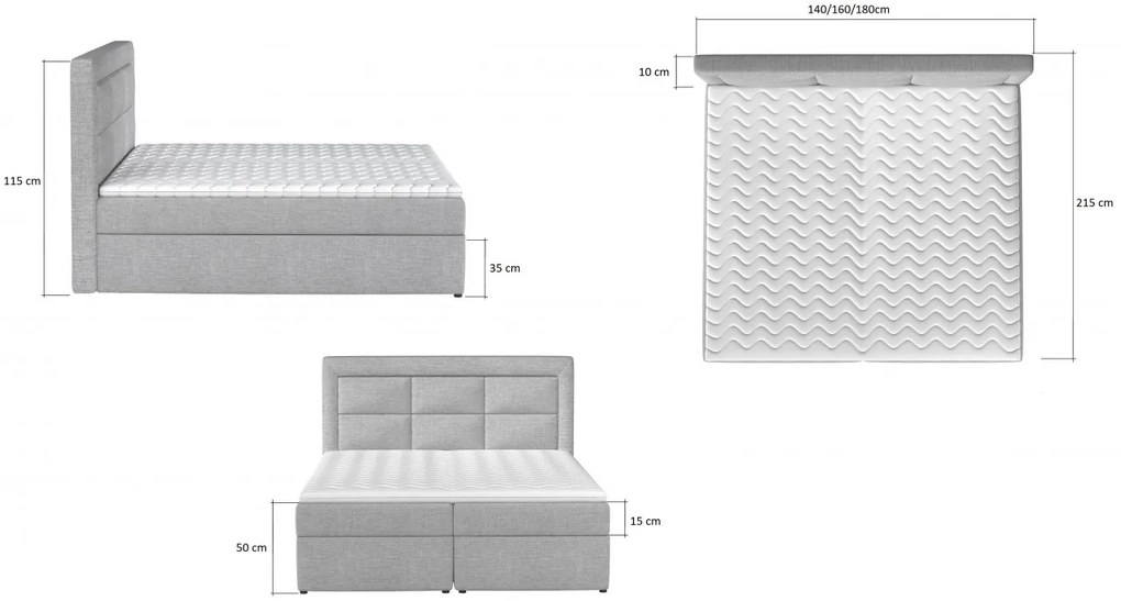 Pat boxspring Vivre 140x200 cm Soft 17