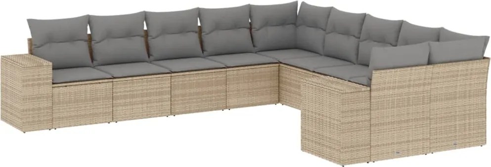 vidaXL Set canapele de grădină cu perne, 10 piese, bej, poliratan