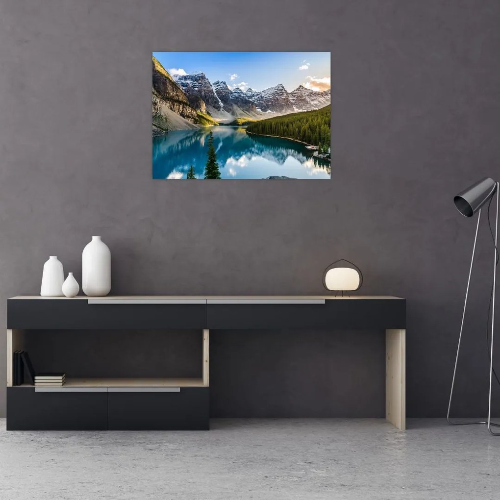 Tablou pe sticlă - Kanada. Parcul național Banff, Moraine Lake (70x50 cm)