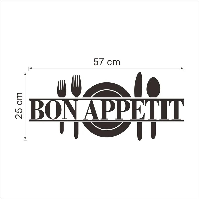 Autocolant de perete "Bon Appetit" neagră 57x25 cm