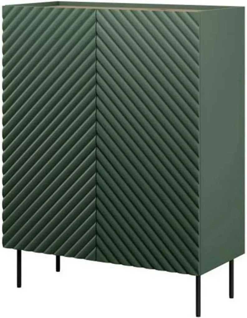Comoda ONDA, verde inchis/stejar, PAL laminat, 98x45x127 cm
