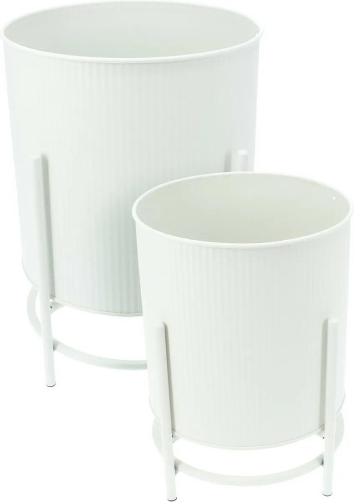 Set de suporturi metalice pentru flori Celano alb, 2 buc.