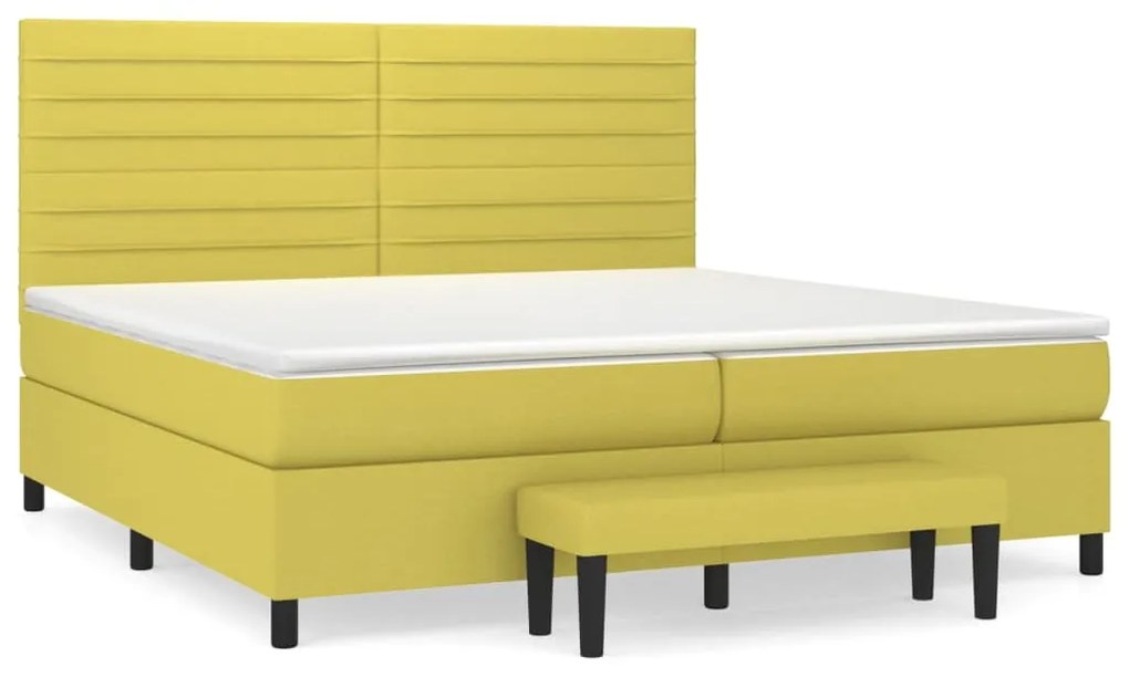 3136708 vidaXL Pat box spring cu saltea, verde deschis, 200x200 cm, textil