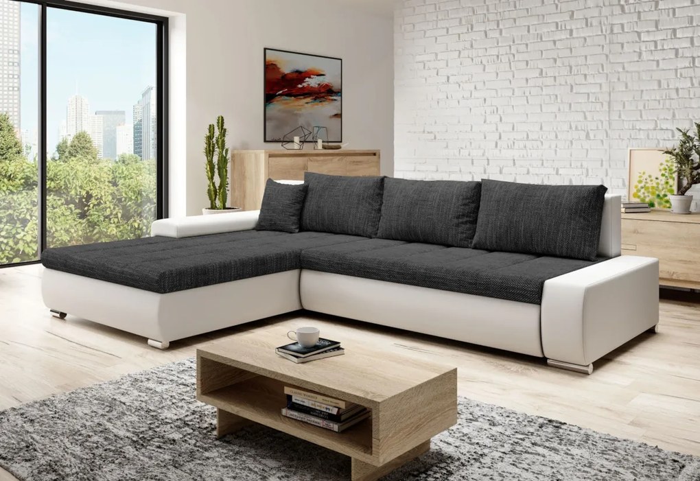 Supermobel Coltar TOSCANIA C, 297x80x214, berlin 01/piele eco alba, dreapta