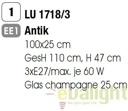Candelabru design rustic Ella LU 1718/3 Antik OR