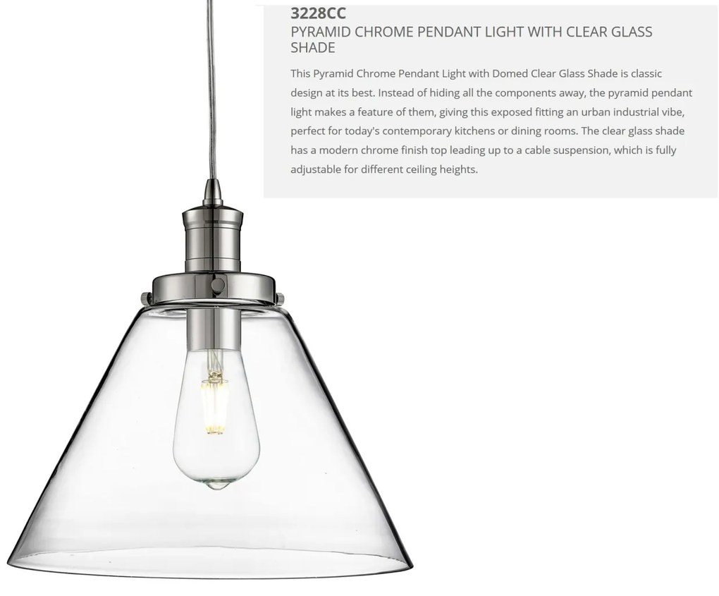 Lustra / Pendul design modern Pyramid crom/clar 3228CC SRT