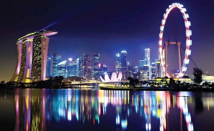 Singapore City Skyline Fototapet, (208 x 146 cm)