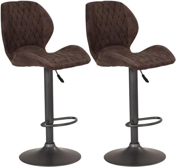 Set de 2 scaune de bar Musa, maro/antracit, 42 x 51 cm