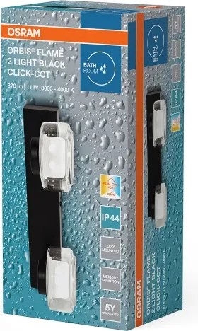 Osram - Aplica LED de perete pentru baie ORBIS FLAME 2xLED/5,5W/230V IP44 negru