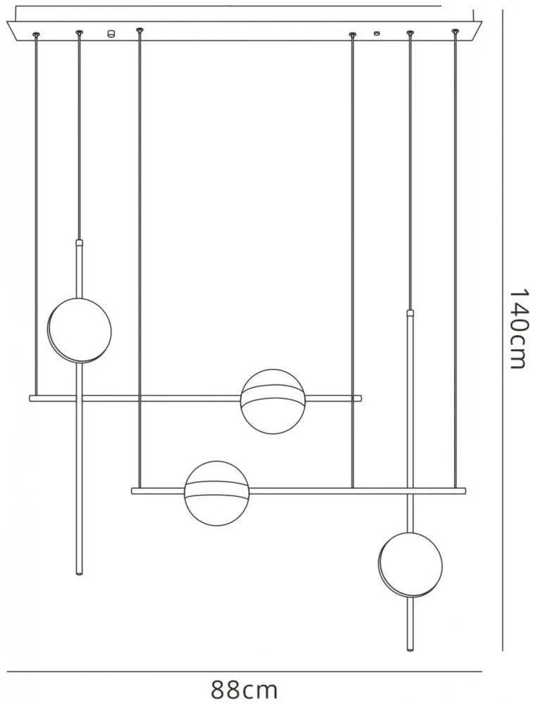 Lustra LED design Art Deco cu 4 surse de lumina Cuba