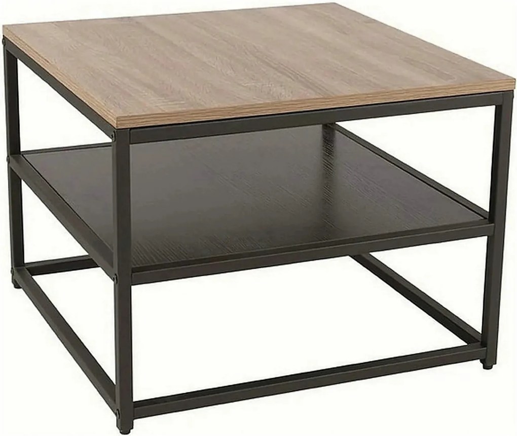 Masuta cafea AMBER B, stejar/negru, metal, 55x55x42 cm