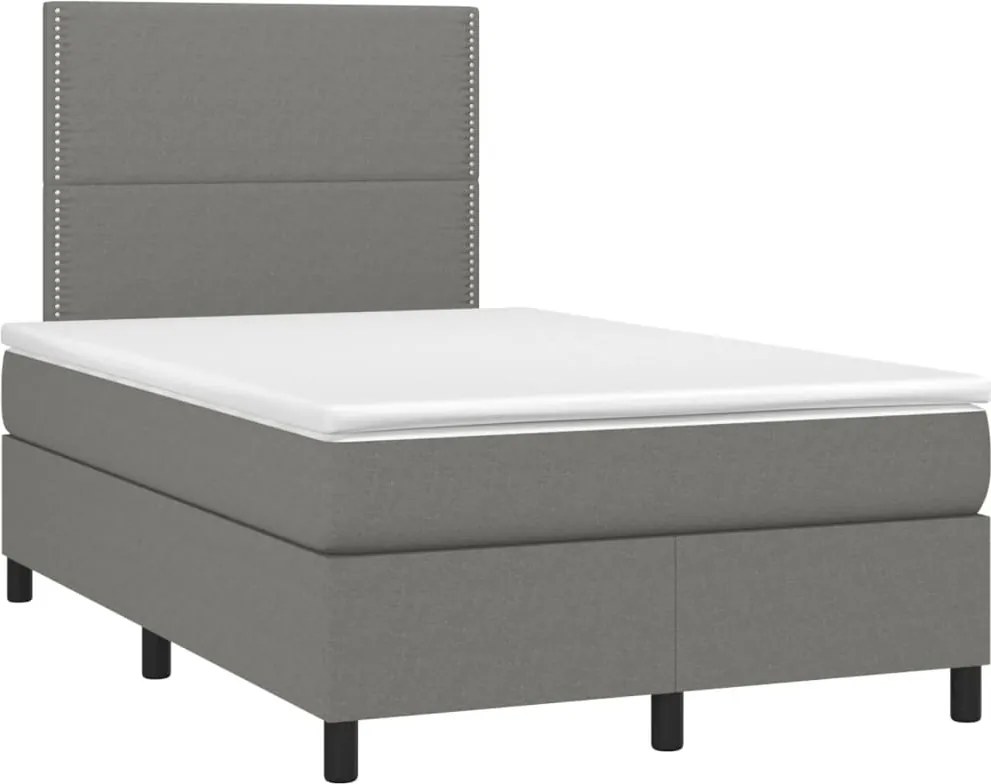 vidaXL Pat box spring cu saltea, gri închis, 120x190 cm, textil