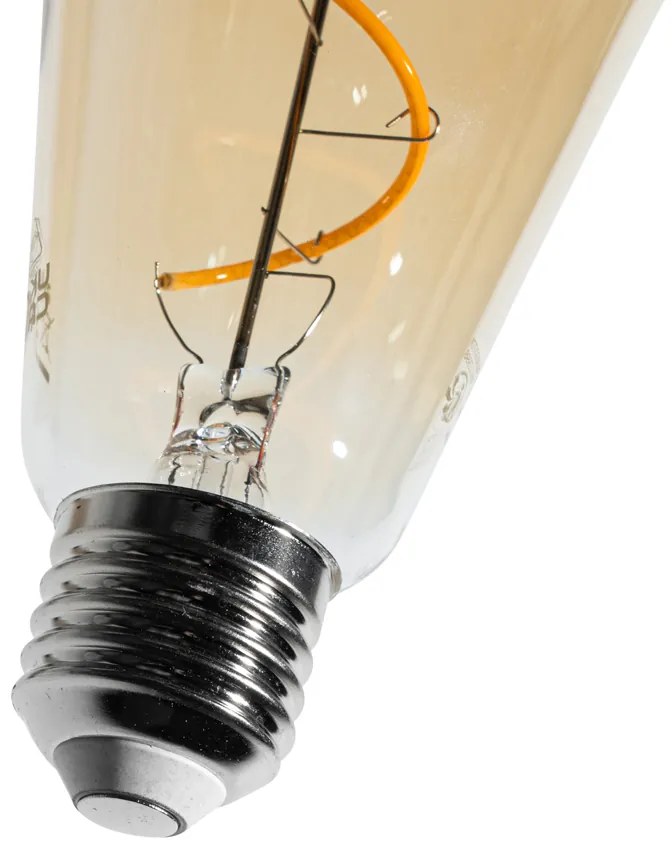 Set de 5 becuri LED E27 dimabile cu filament spiralat ST64 auriu 4W 270 lm 2100K