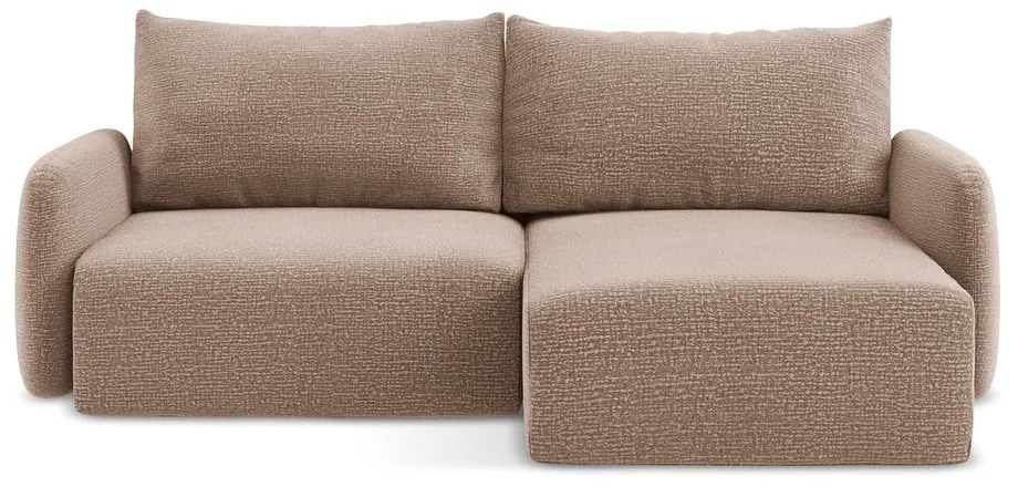 Colțar maro deschis extensibil/cu spațiu de depozitare (cu colț pe partea dreaptă) Kalena – Makamii