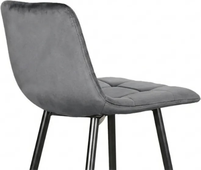 Scaun de bar gri MILA VELVET cu picioare negre