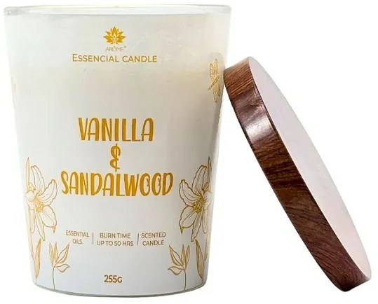 Lumânare Arome în sticlă cu capac metalic 255gVanilla & Sandalwood