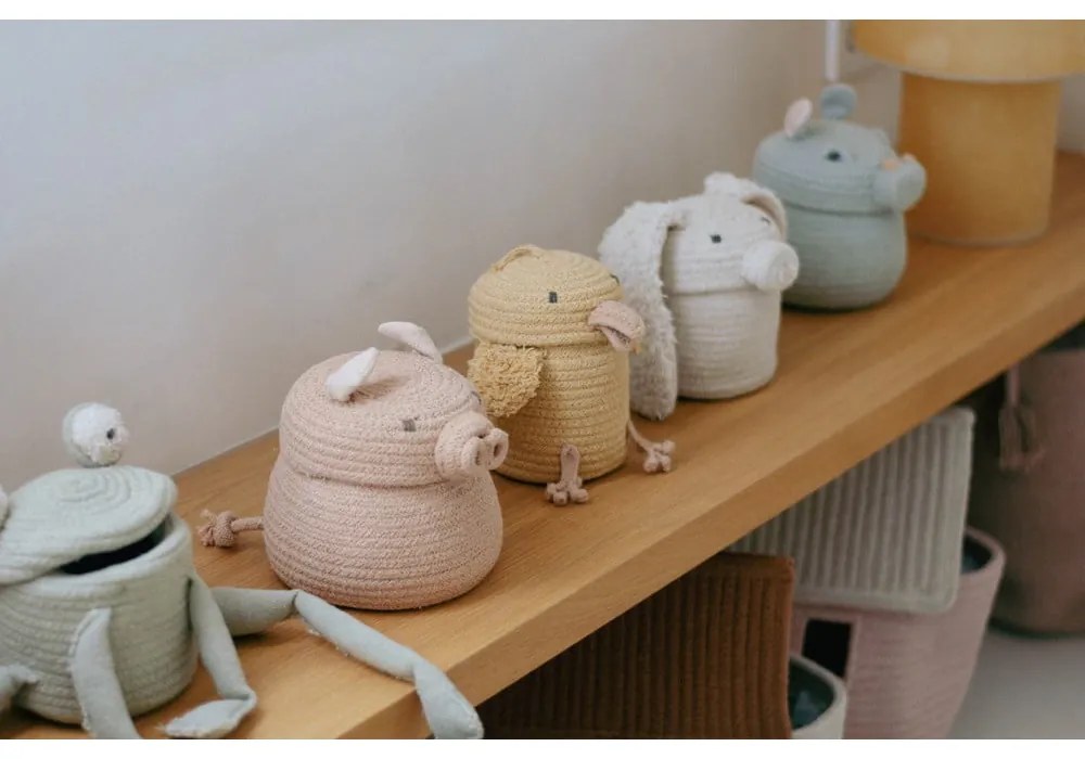 Coș de jucării pentru copii crem din material textil ø 15x15 cm Mini Rita the Rabbit – Lorena Canals