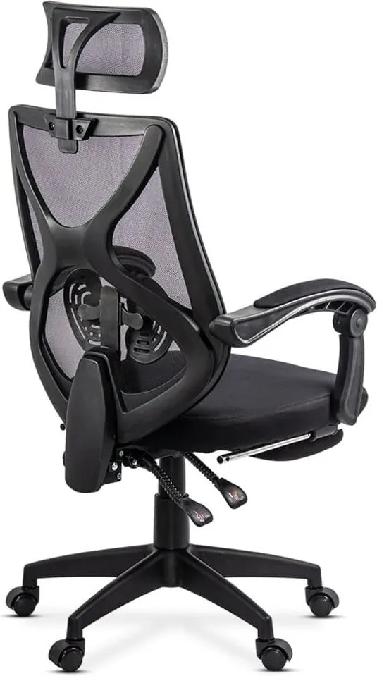 OFF 636 negru - scaun ergonomic din mesh cu suport picioare