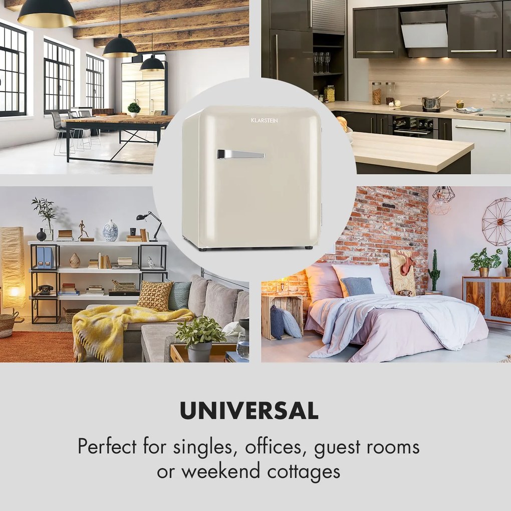 Klarstein Audrey Mini, frigider retro, 48 l, 2 nivele, energie. clasa F