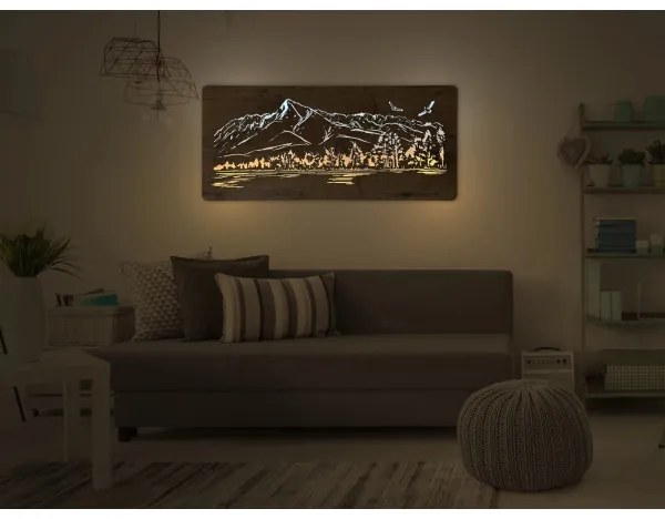 Li-Go 5589/A/DUB2 - Decorațiune LED de perete, 10 W, 5 V, 30000 mAh, 110 x 50 cm, finisaj stejar